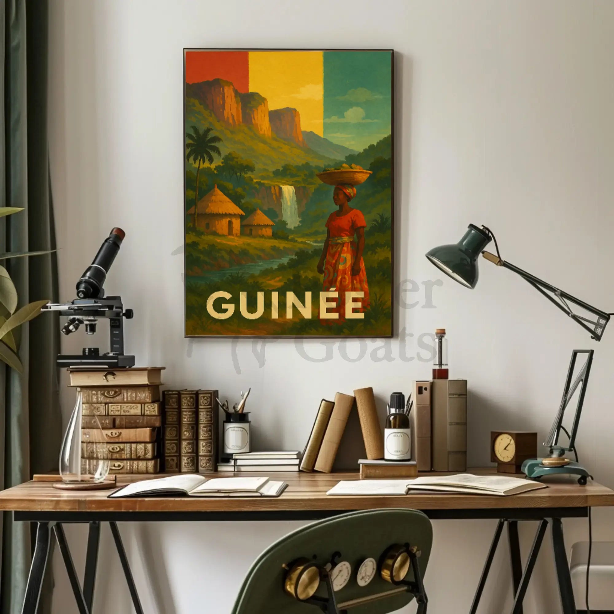 Enchanting Guinea: Vintage Rural Scene Travel Poster PosterGoat
