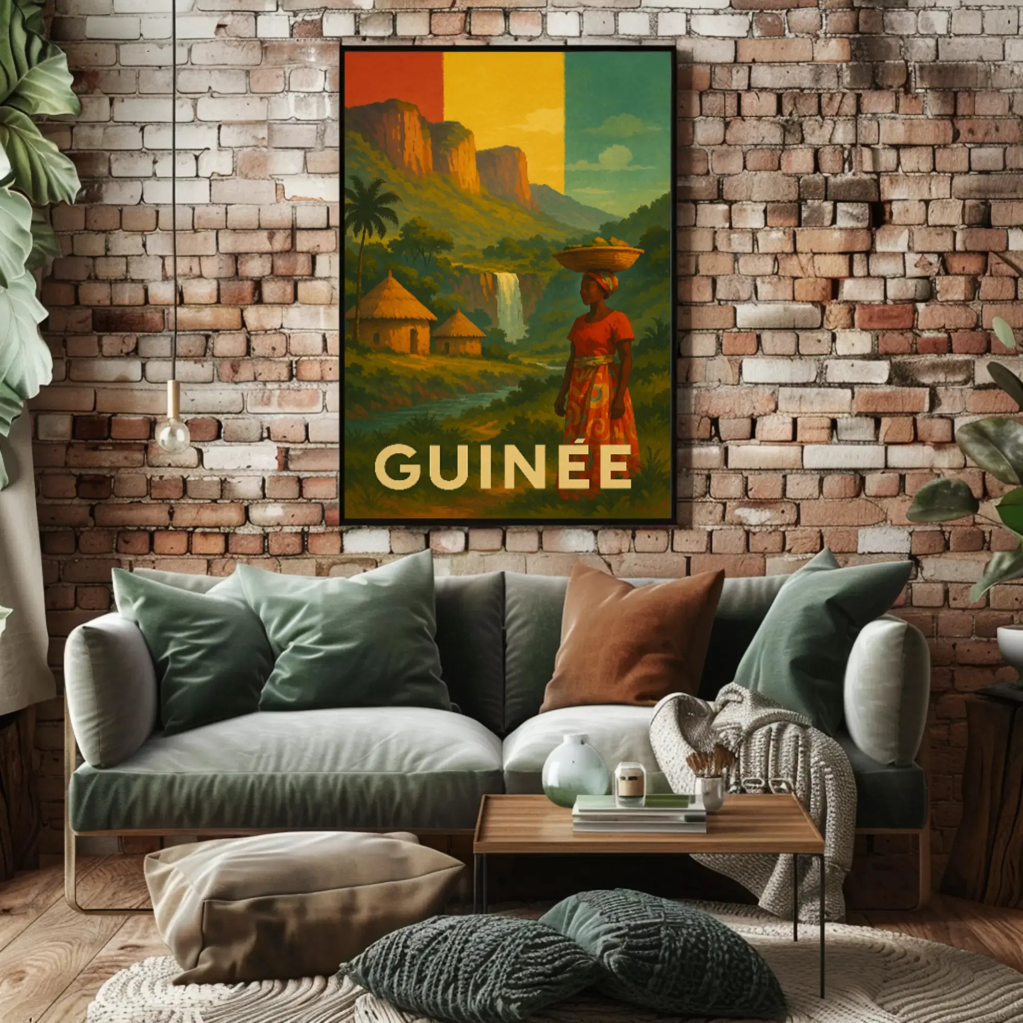 Enchanting Guinea: Vintage Rural Scene Travel Poster PosterGoat