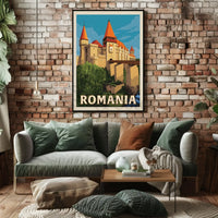 Enchanting Romanian Castle Displayed in Travel Poster PosterGoat