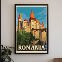 Enchanting Romanian Castle Displayed in Travel Poster PosterGoat