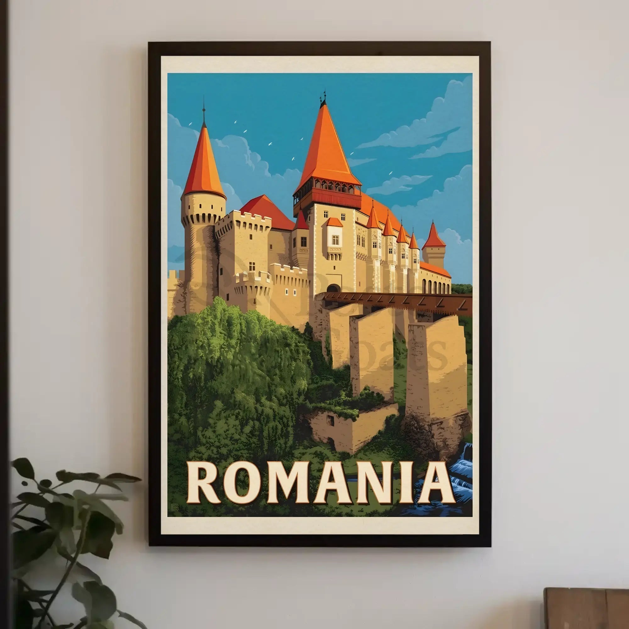 Enchanting Romanian Castle Displayed in Travel Poster PosterGoat
