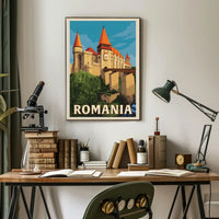 Enchanting Romanian Castle Displayed in Travel Poster PosterGoat
