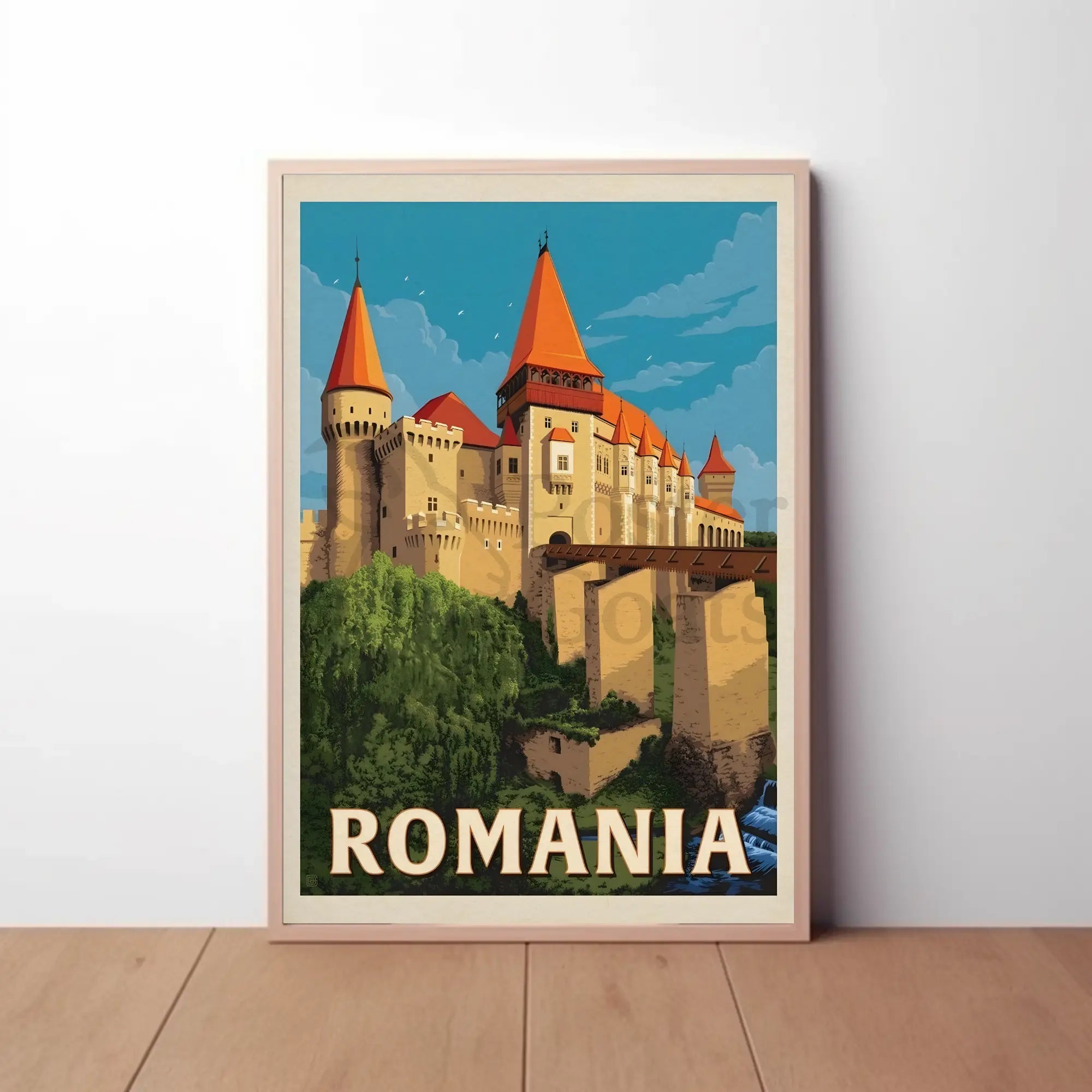 Enchanting Romanian Castle Displayed in Travel Poster PosterGoat