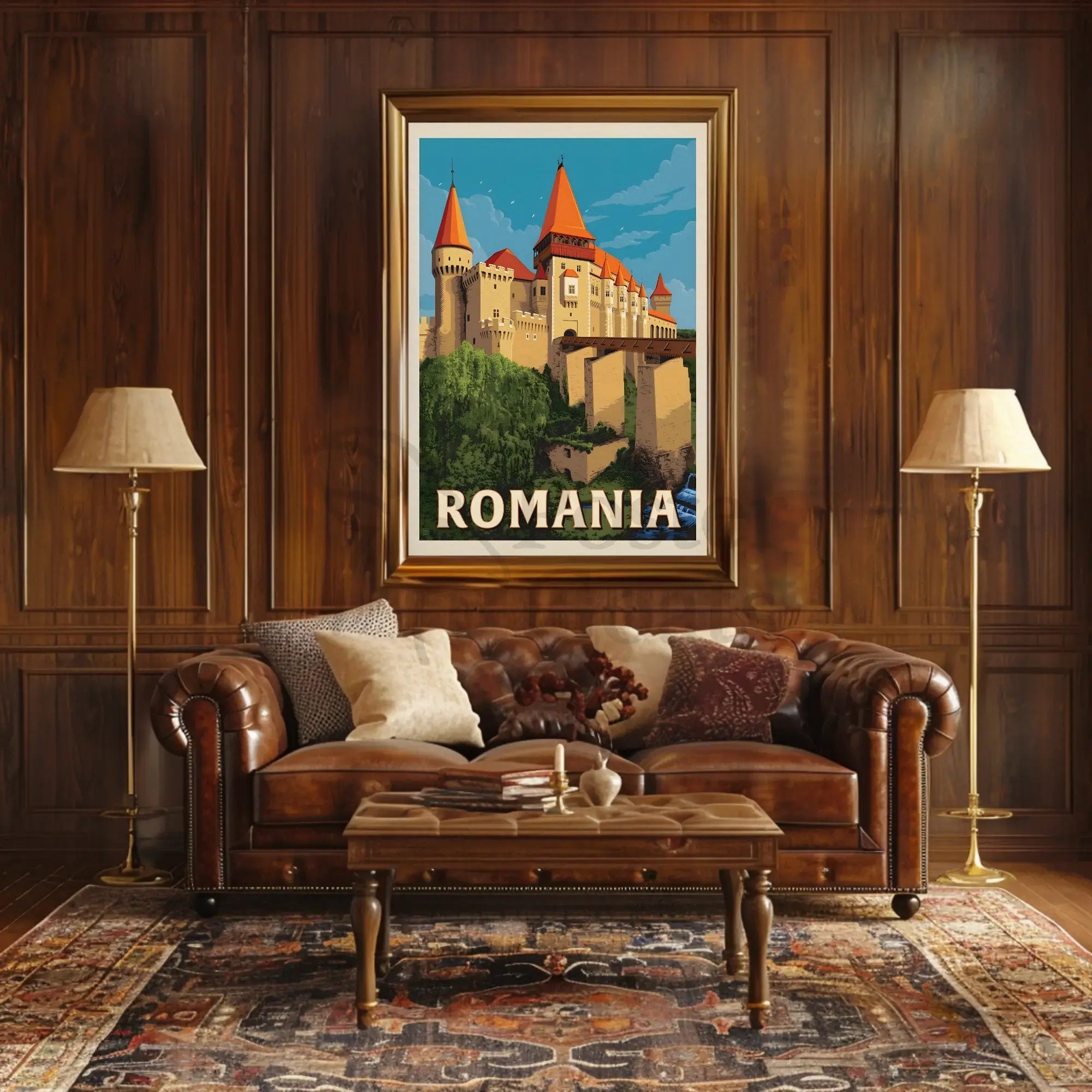 Enchanting Romanian Castle Displayed in Travel Poster PosterGoat
