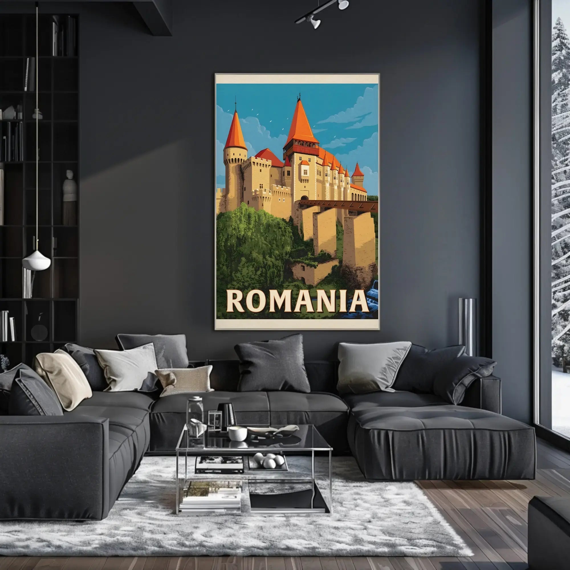 Enchanting Romanian Castle Displayed in Travel Poster PosterGoat