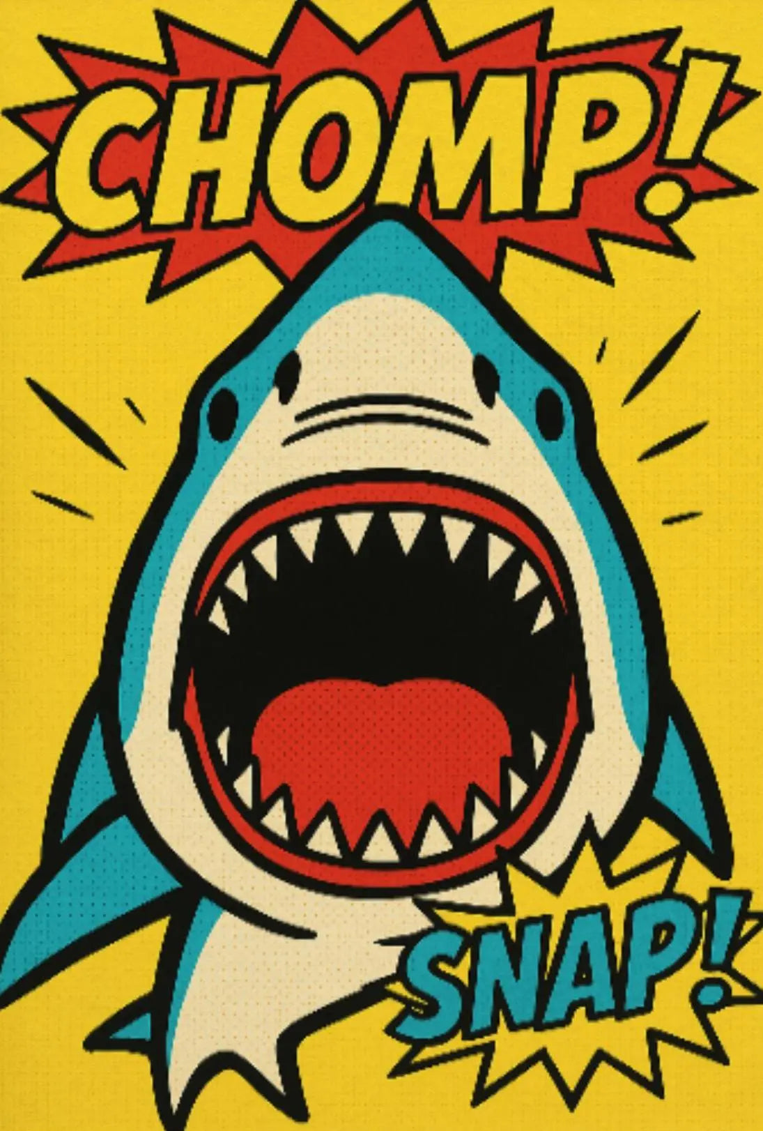 Energetic Comic Book Shark Pop Culture Poster PosterGoat