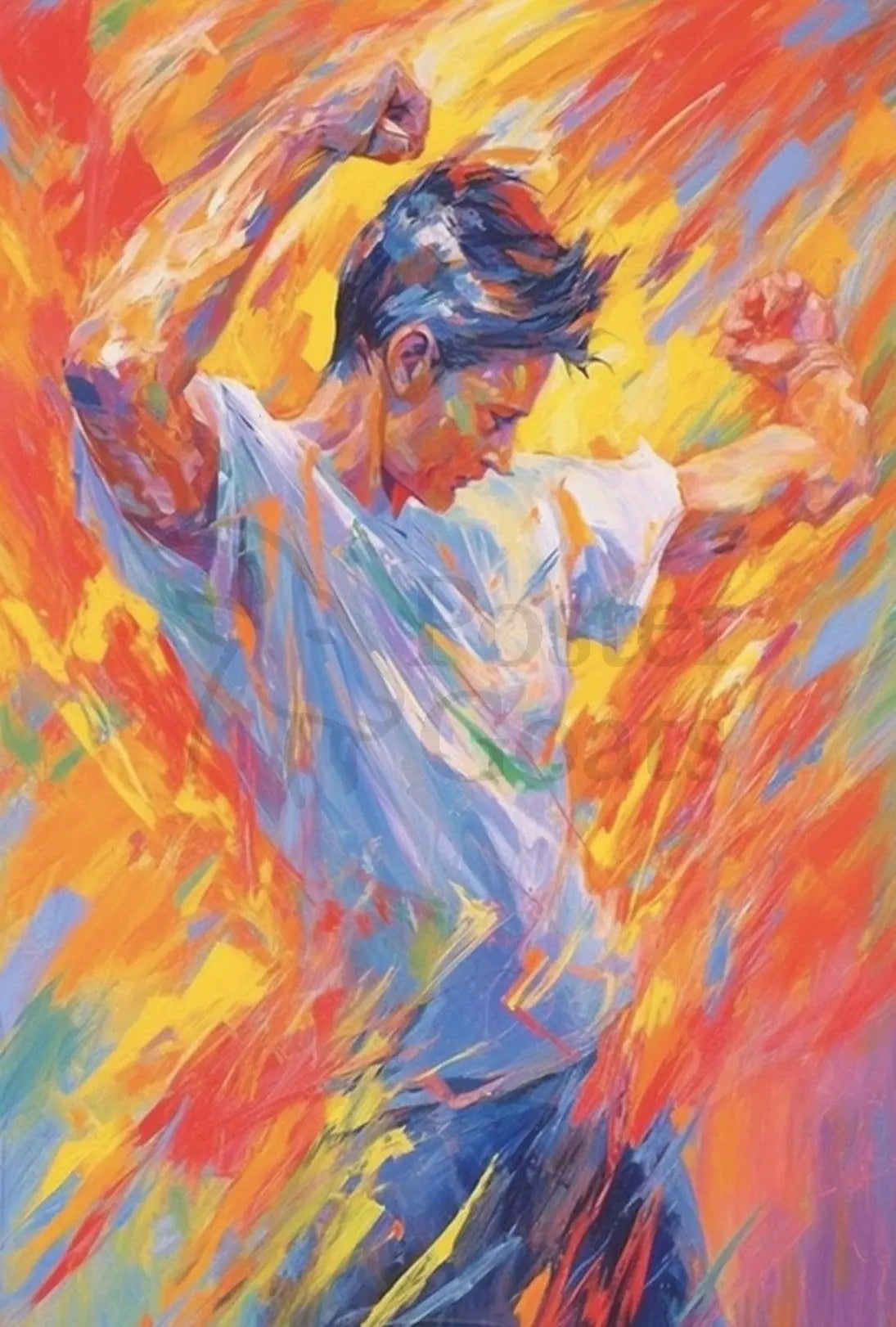 Energetic Expression in Motion Artistic Poster PosterGoat