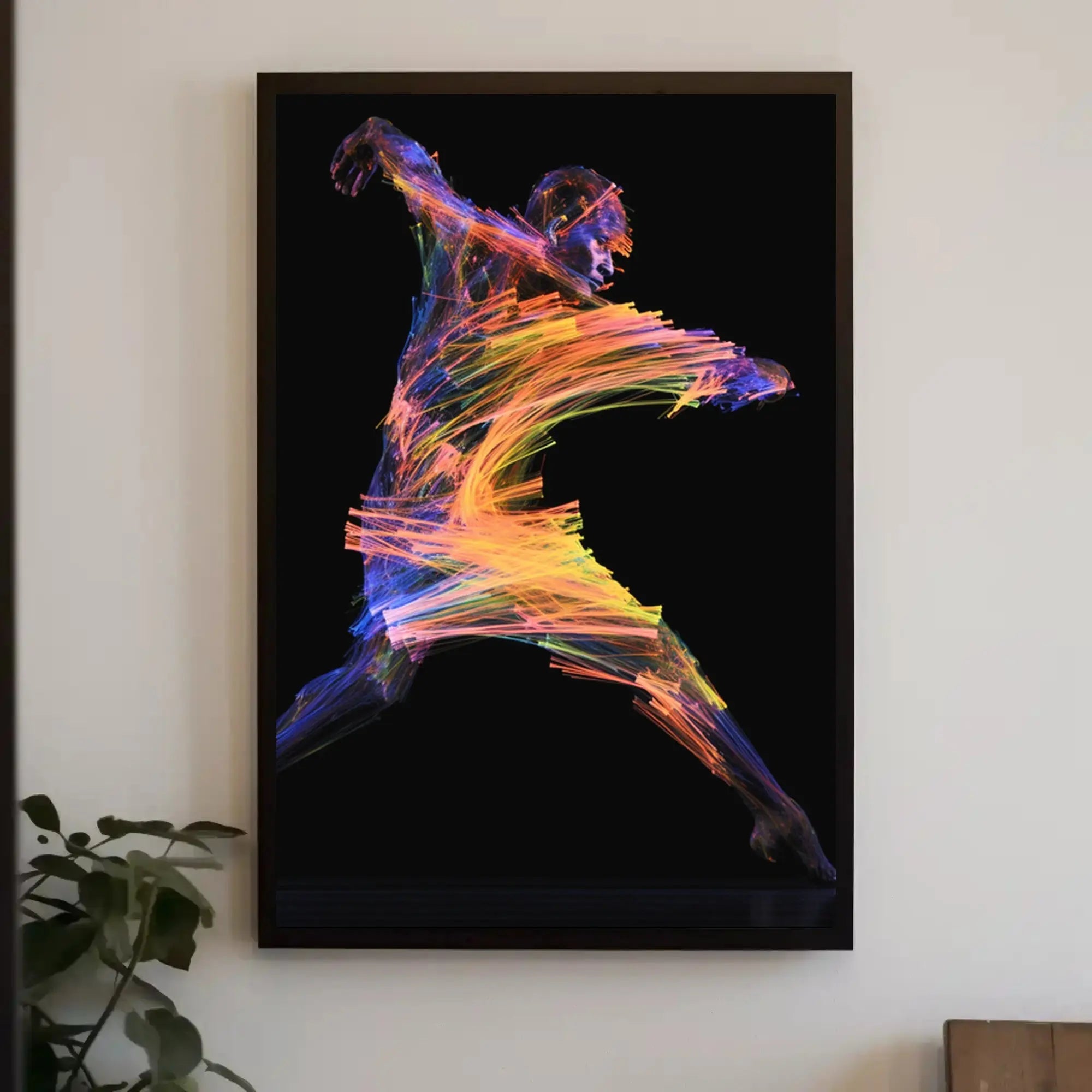 Energetic Neon Brushstrokes Movement Abstract, Artistic, or Pop Culture Poster PosterGoat
