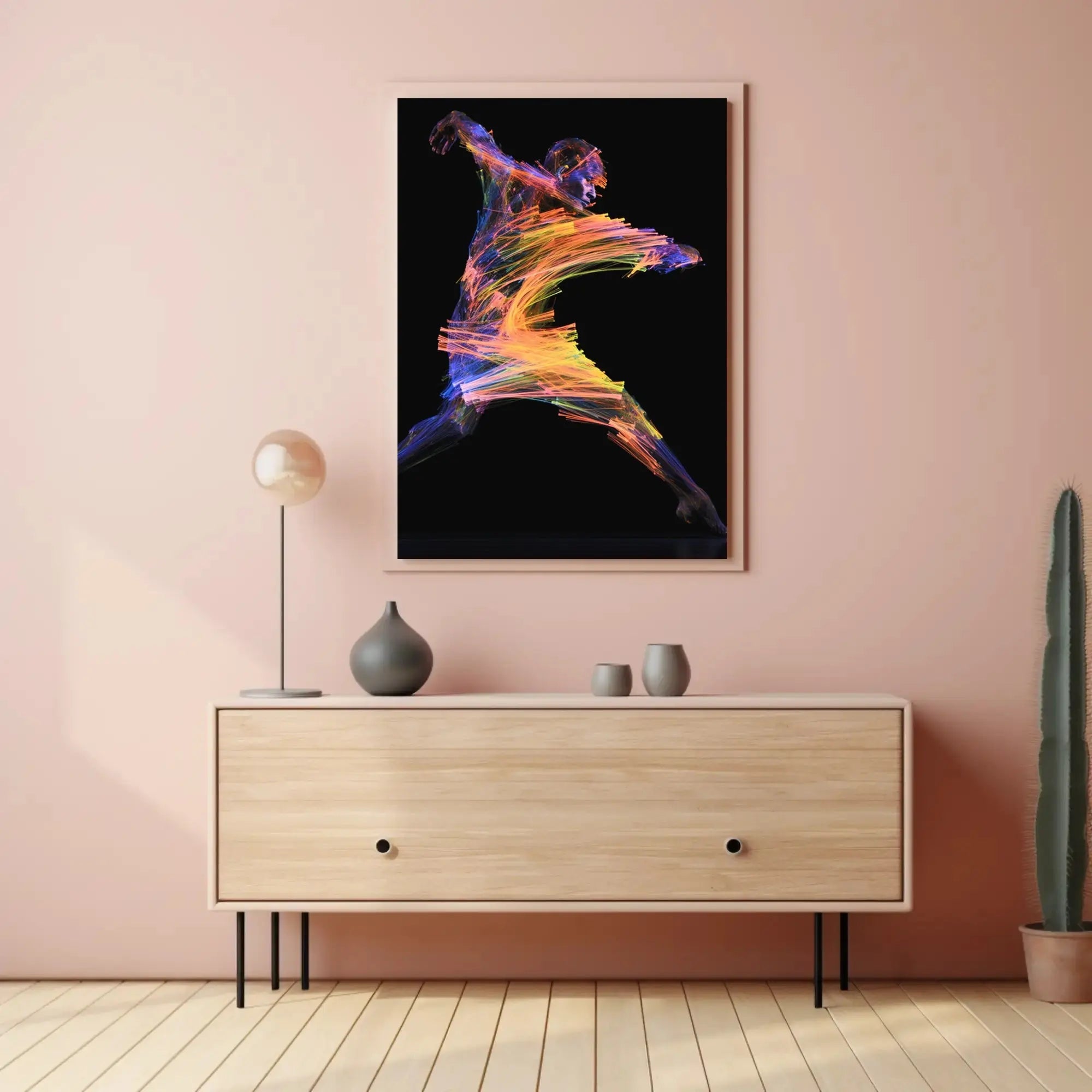 Energetic Neon Brushstrokes Movement Abstract, Artistic, or Pop Culture Poster PosterGoat