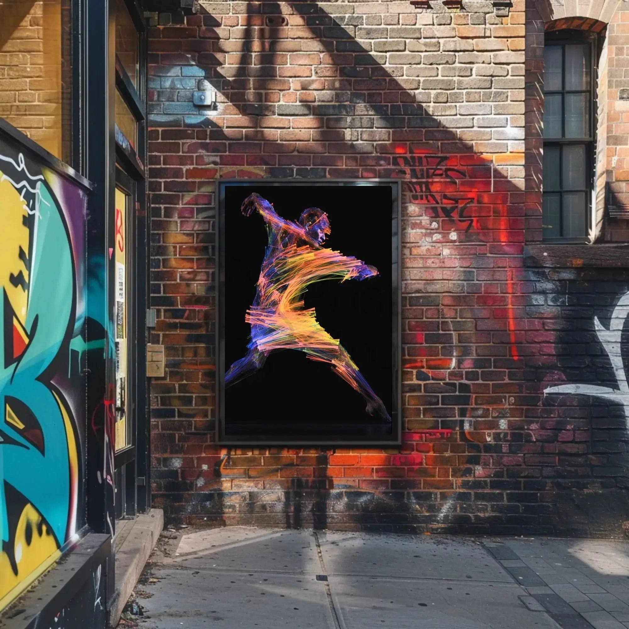 Energetic Neon Brushstrokes Movement Abstract, Artistic, or Pop Culture Poster PosterGoat