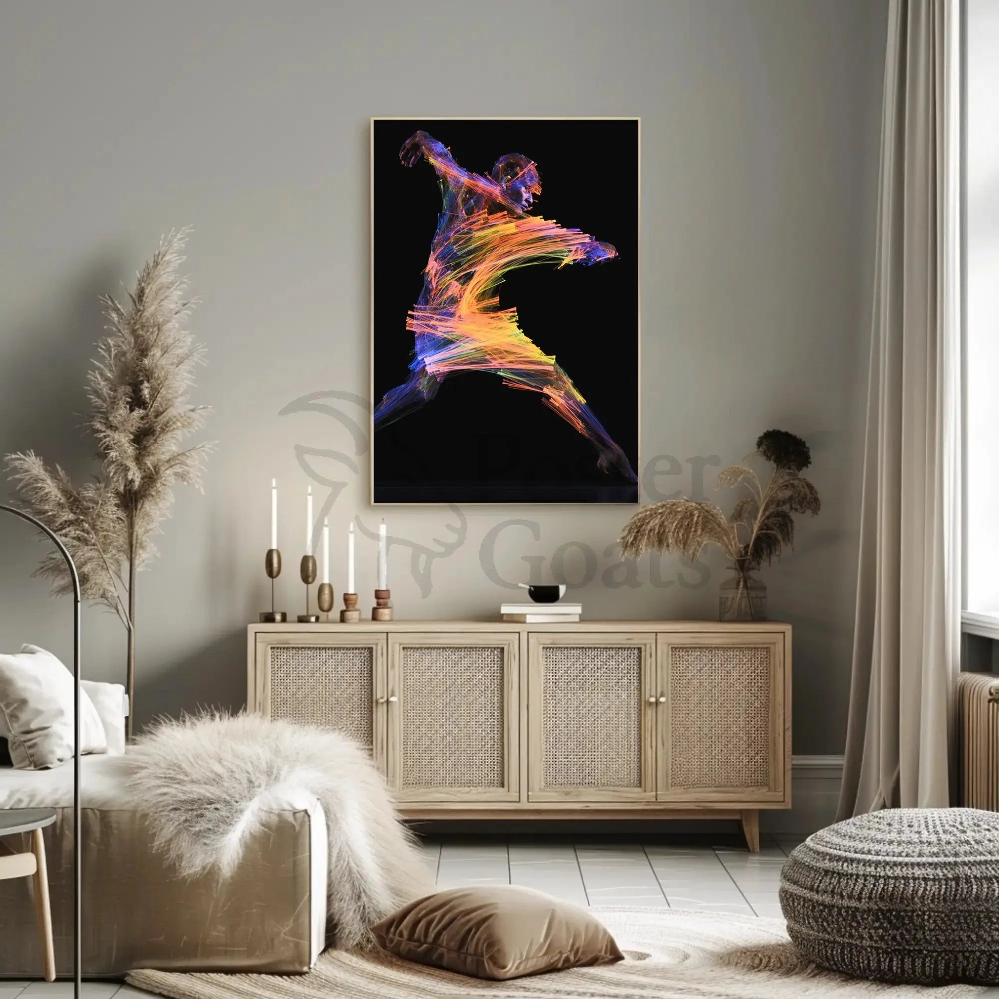 Energetic Neon Brushstrokes Movement Abstract, Artistic, or Pop Culture Poster PosterGoat