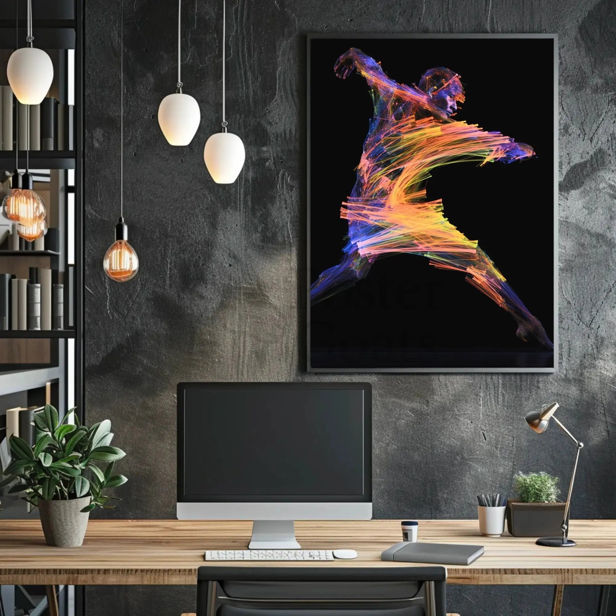 Energetic Neon Brushstrokes Movement Abstract, Artistic, or Pop Culture Poster PosterGoat