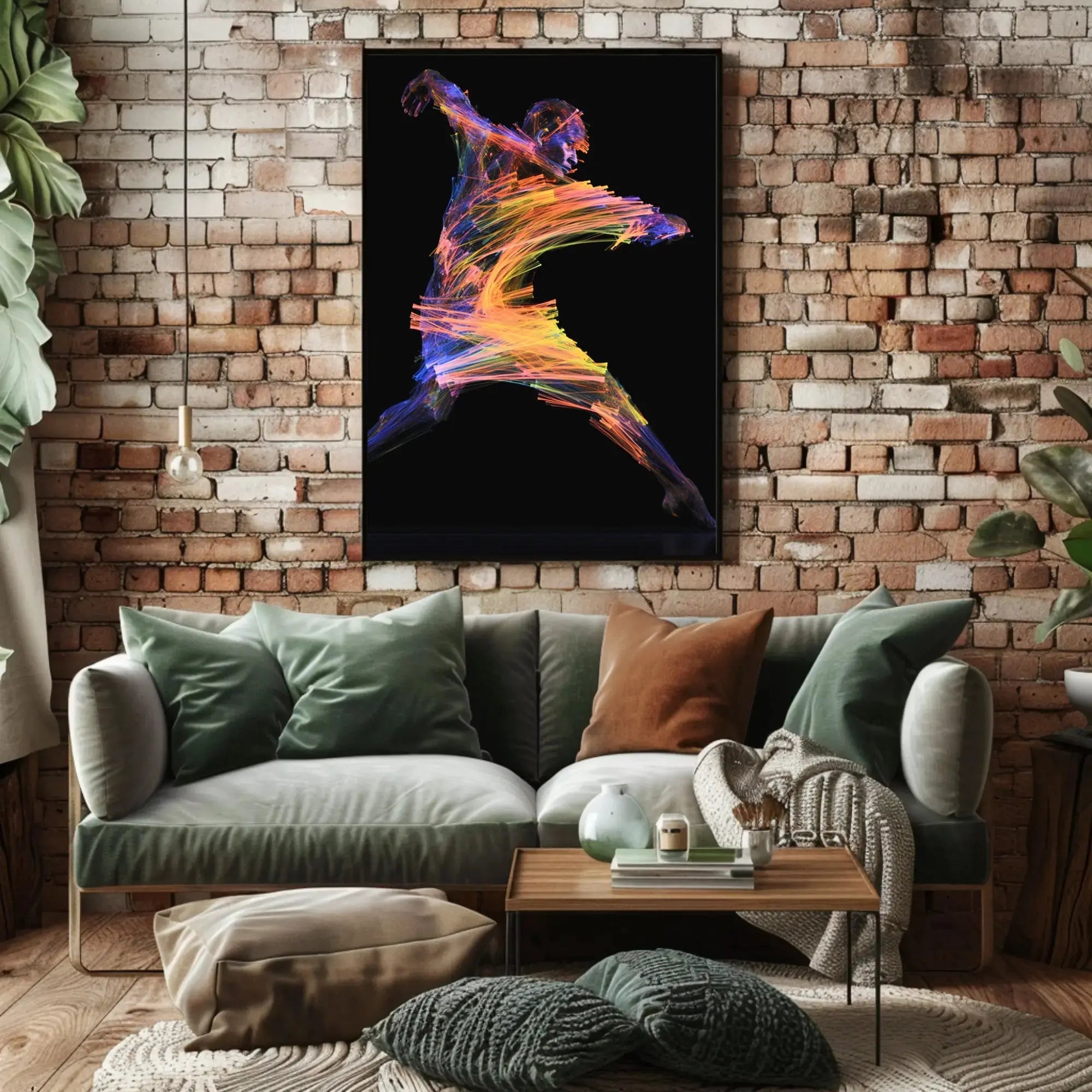 Energetic Neon Brushstrokes Movement Abstract, Artistic, or Pop Culture Poster PosterGoat