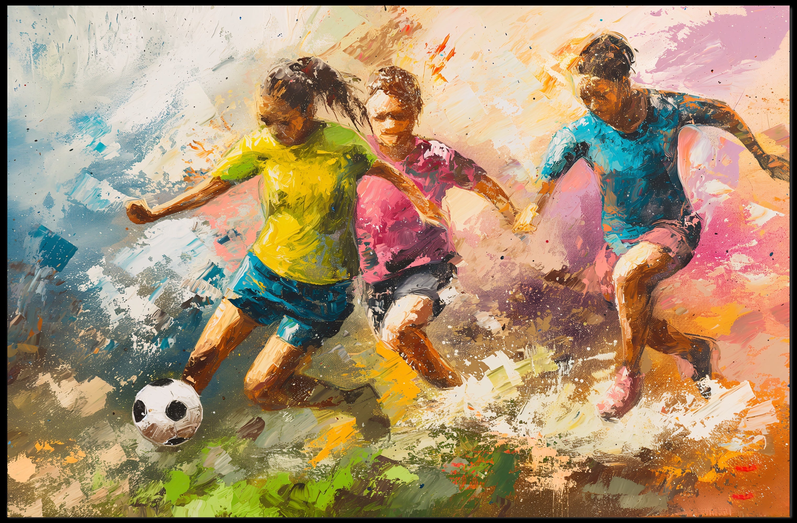 Energetic Soccer Game Art in Sports Poster PosterGoat