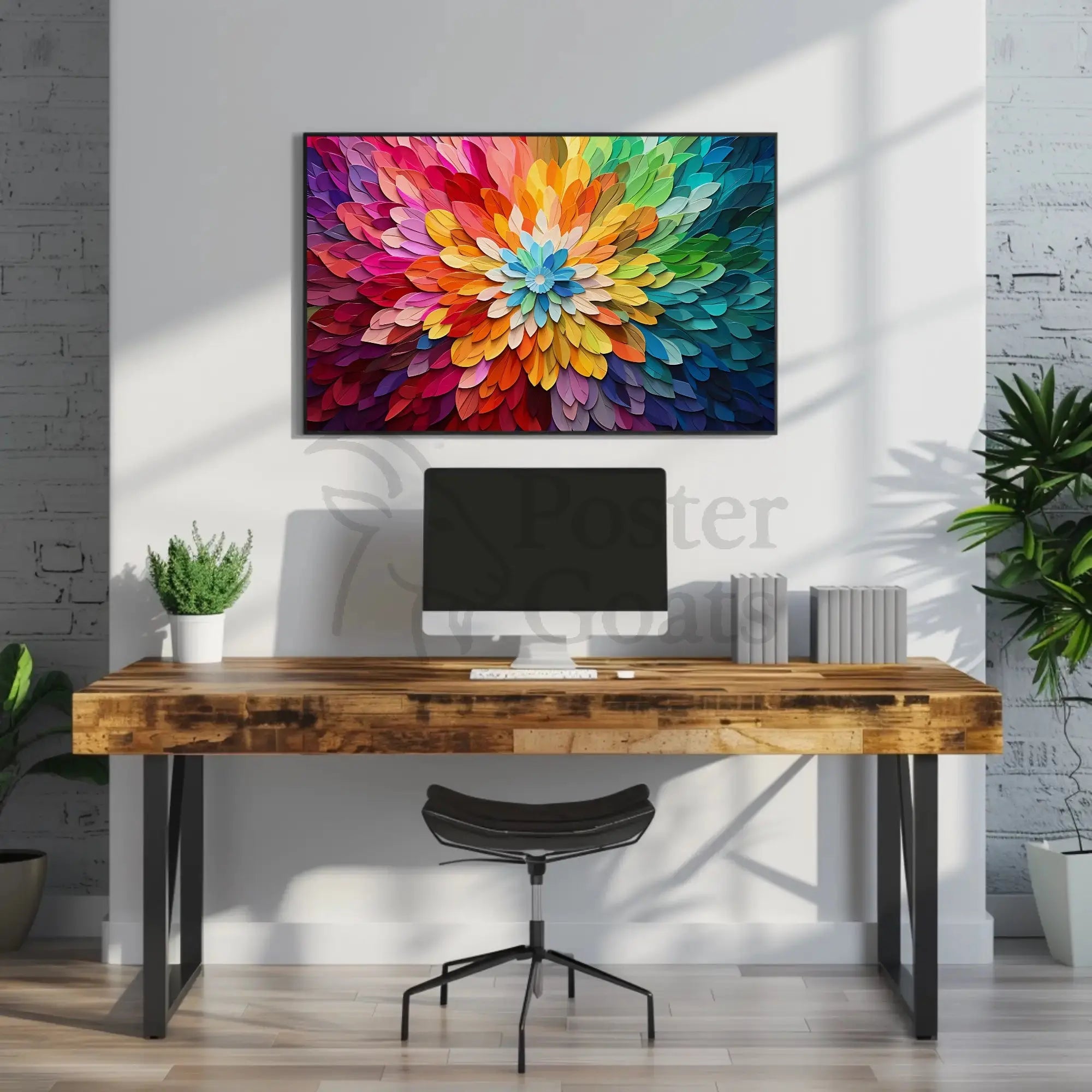 Energetic Vivid Flower Burst Abstract Artistic Poster PosterGoat