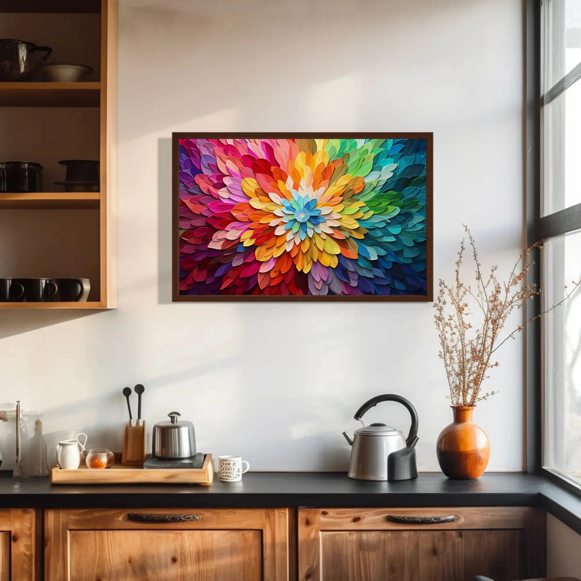 Energetic Vivid Flower Burst Abstract Artistic Poster PosterGoat