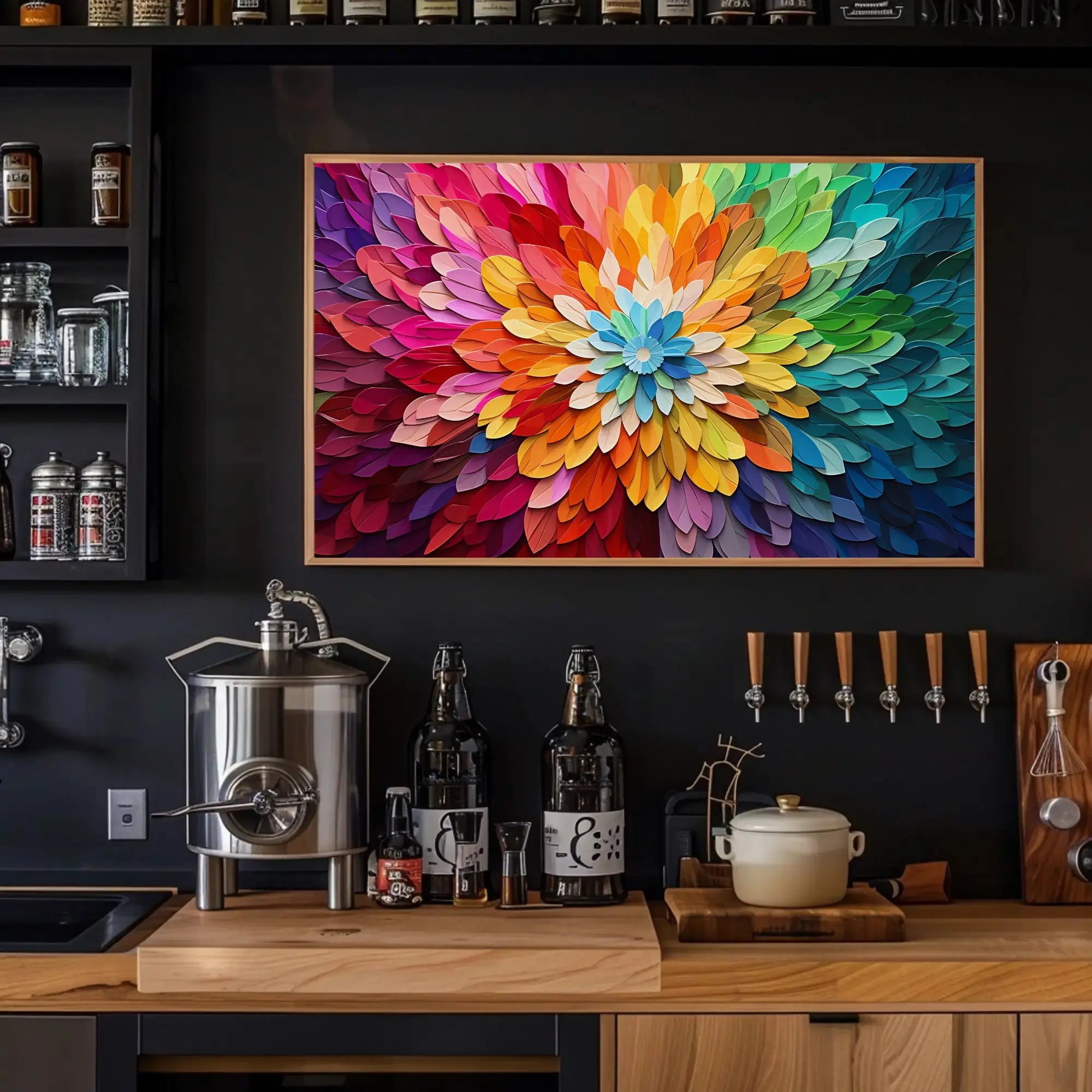 Energetic Vivid Flower Burst Abstract Artistic Poster PosterGoat