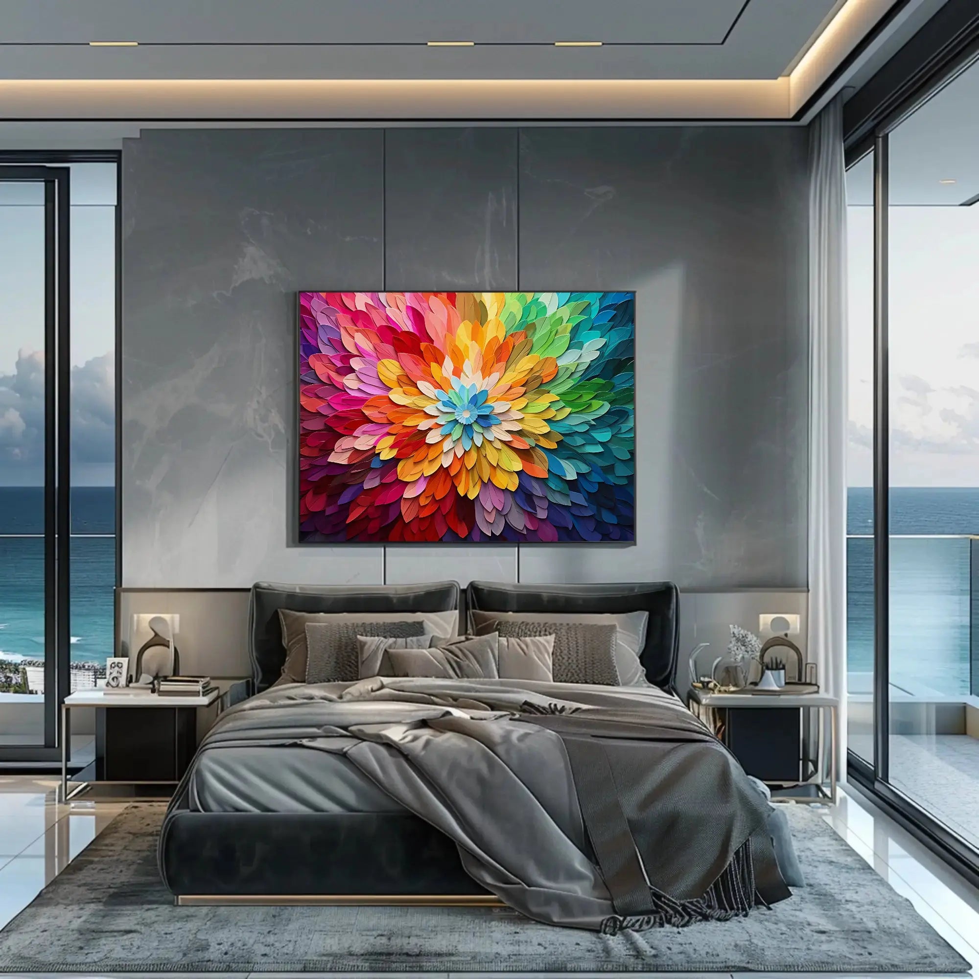 Energetic Vivid Flower Burst Abstract Artistic Poster PosterGoat