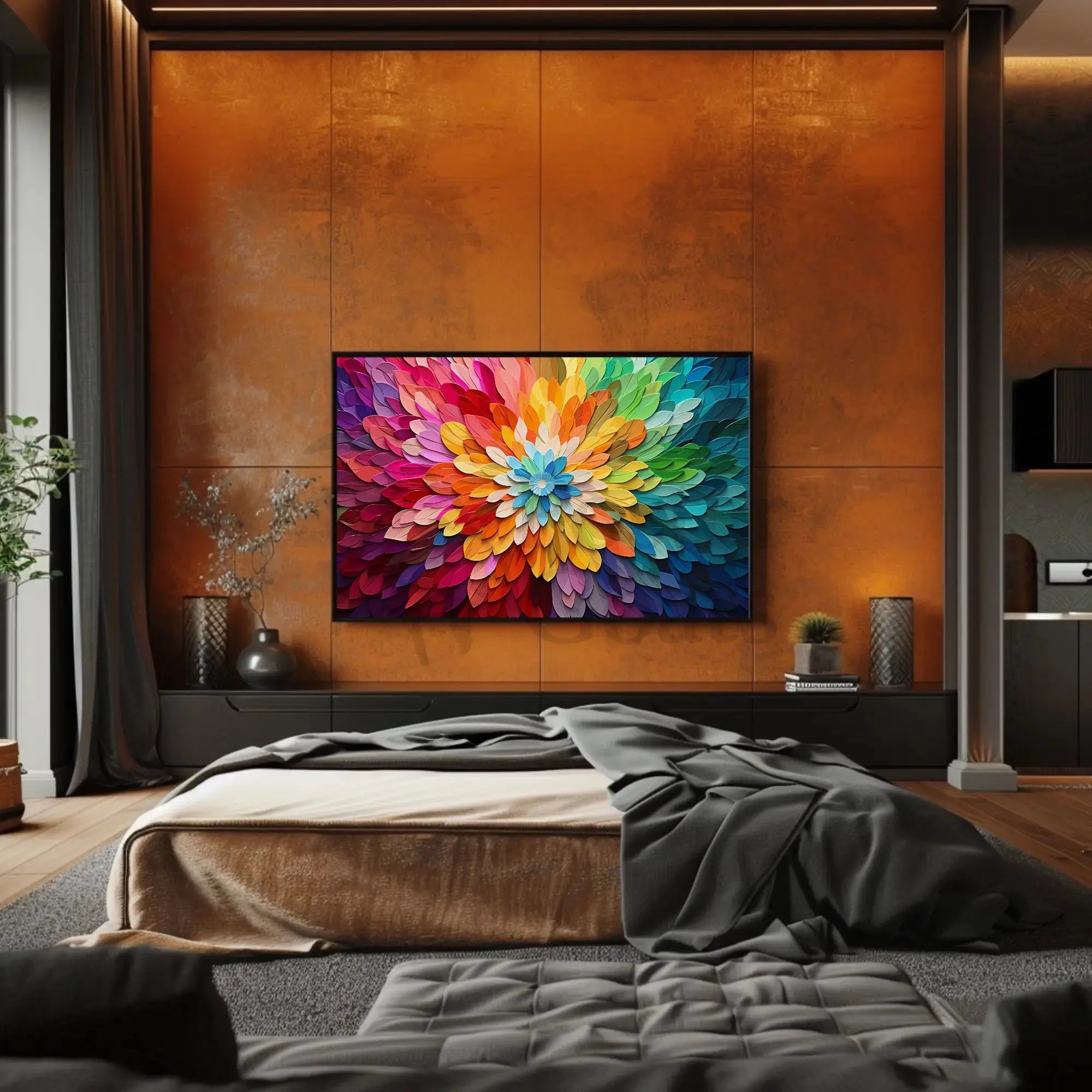 Energetic Vivid Flower Burst Abstract Artistic Poster PosterGoat