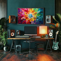 Energetic Vivid Flower Burst Abstract Artistic Poster PosterGoat