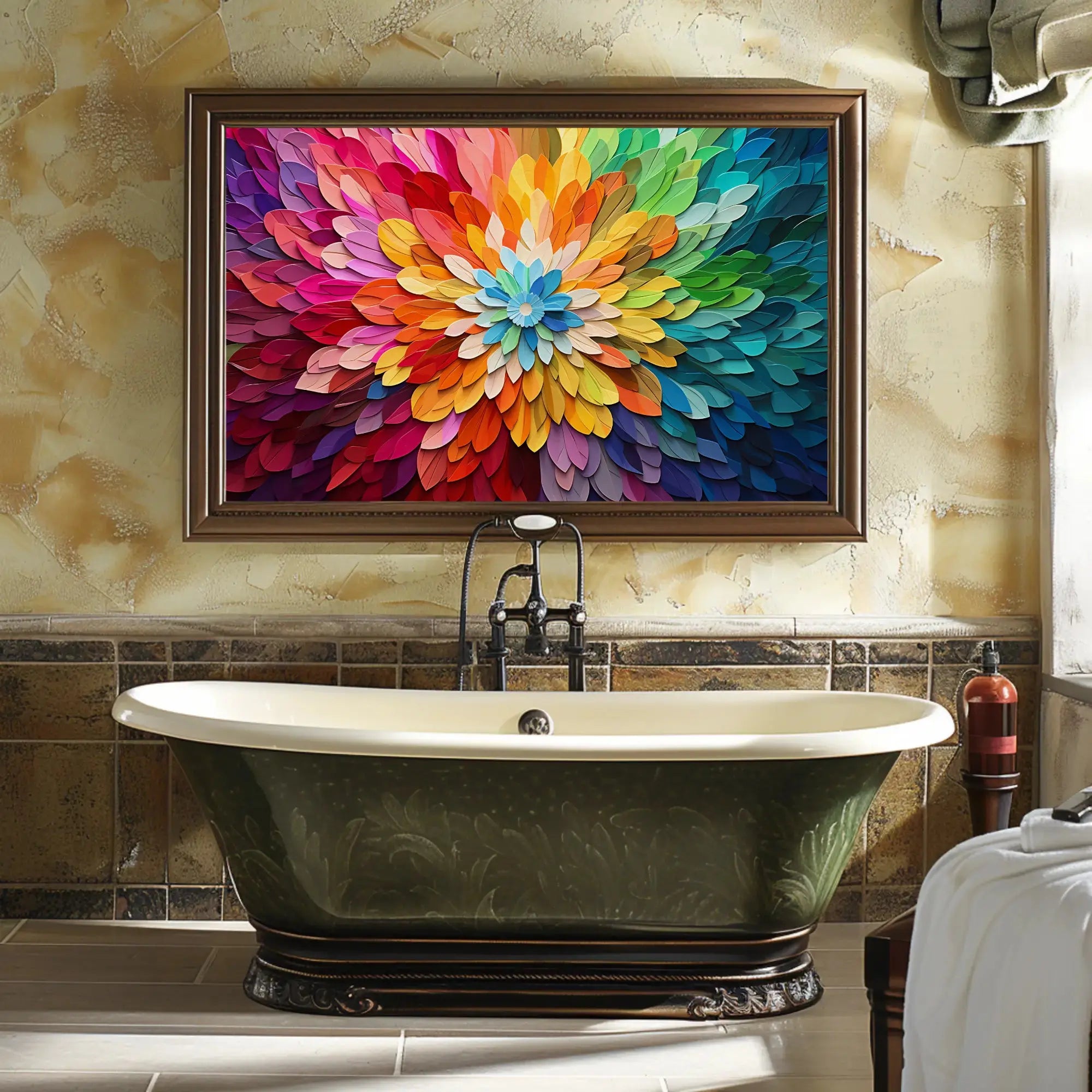 Energetic Vivid Flower Burst Abstract Artistic Poster PosterGoat