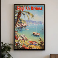 English Riviera Vintage Travel Scene Travel Poster PosterGoat