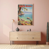 English Riviera Vintage Travel Scene Travel Poster PosterGoat