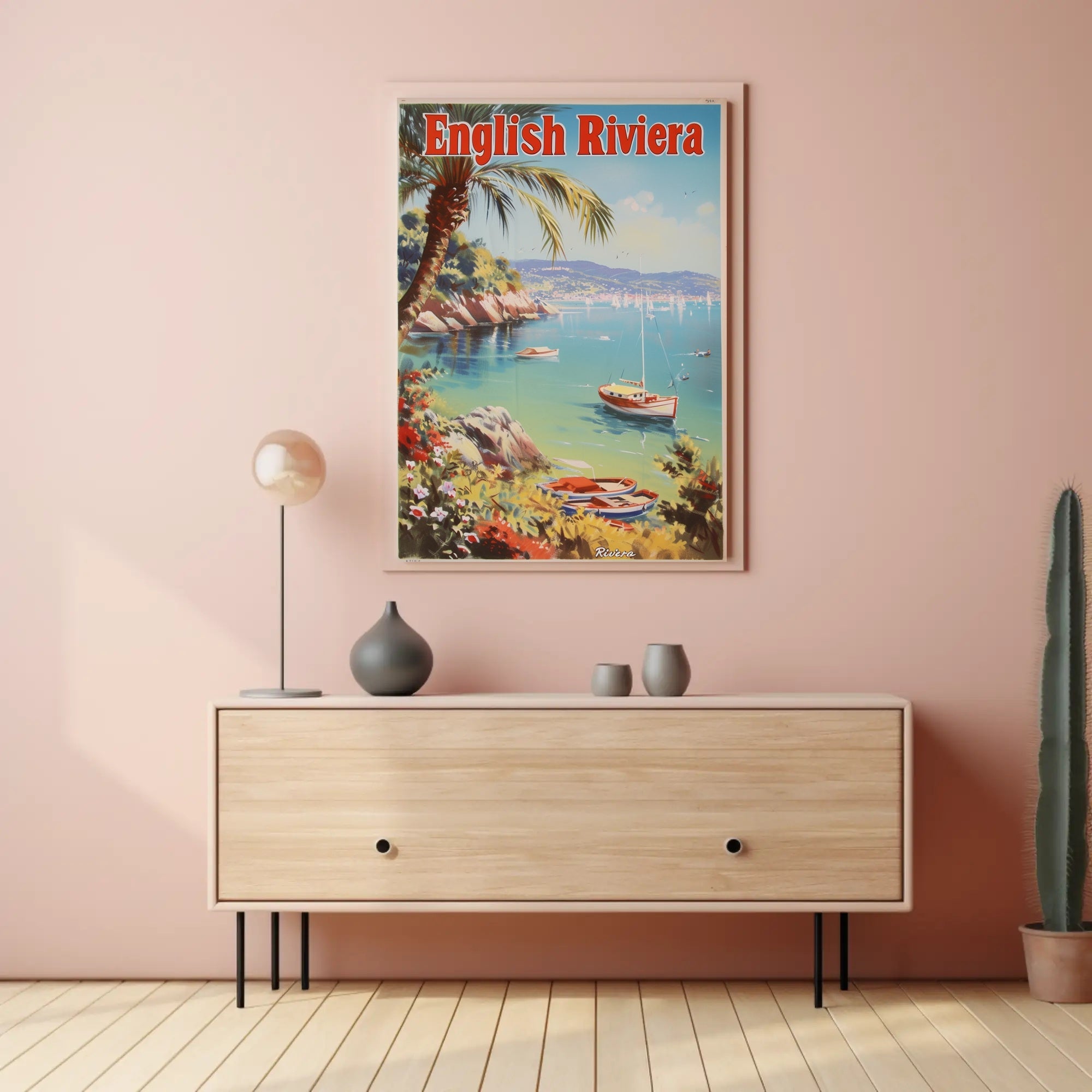 English Riviera Vintage Travel Scene Travel Poster PosterGoat