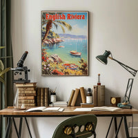English Riviera Vintage Travel Scene Travel Poster PosterGoat