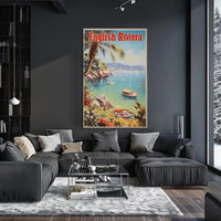 English Riviera Vintage Travel Scene Travel Poster PosterGoat