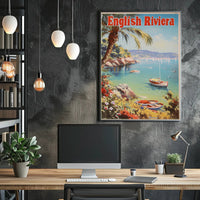 English Riviera Vintage Travel Scene Travel Poster PosterGoat