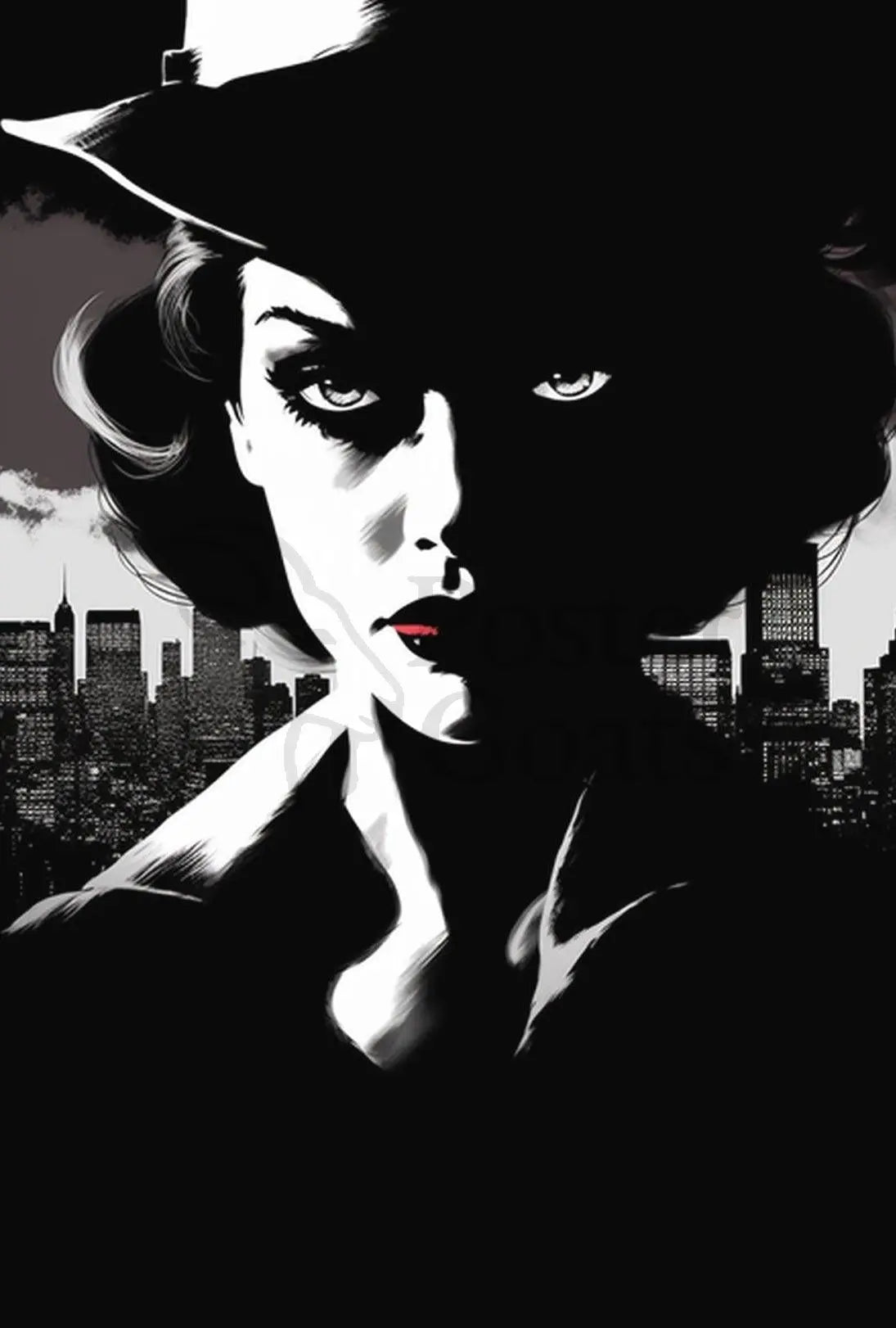 Enigmatic Femme Fatale Noir Era Pop Culture Poster PosterGoat