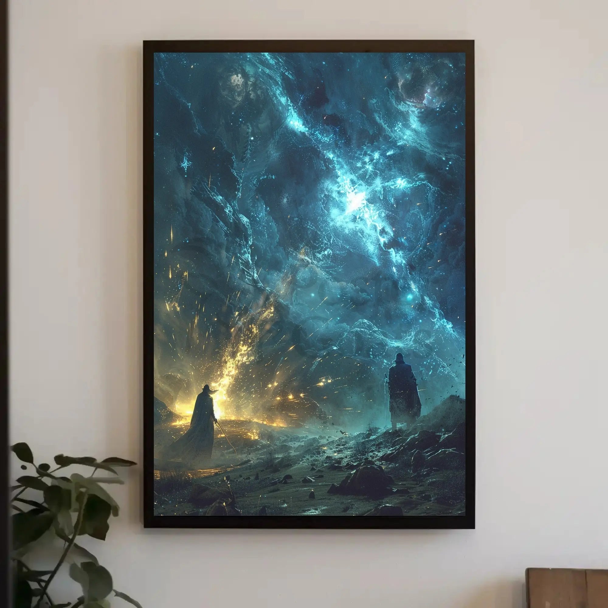 Epic Cosmic Confrontation: Mystical Fantasy Futuristic Sci-Fi Poster PosterGoat