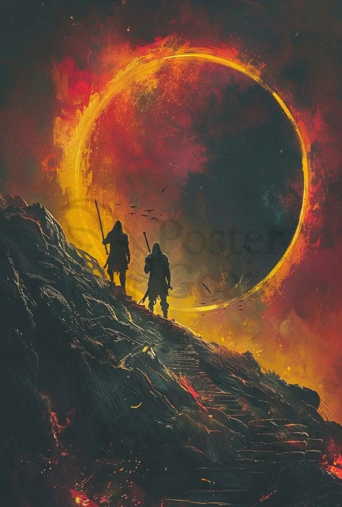 Epic Fantasy Warriors Ascending Adventure Artistic Poster PosterGoat