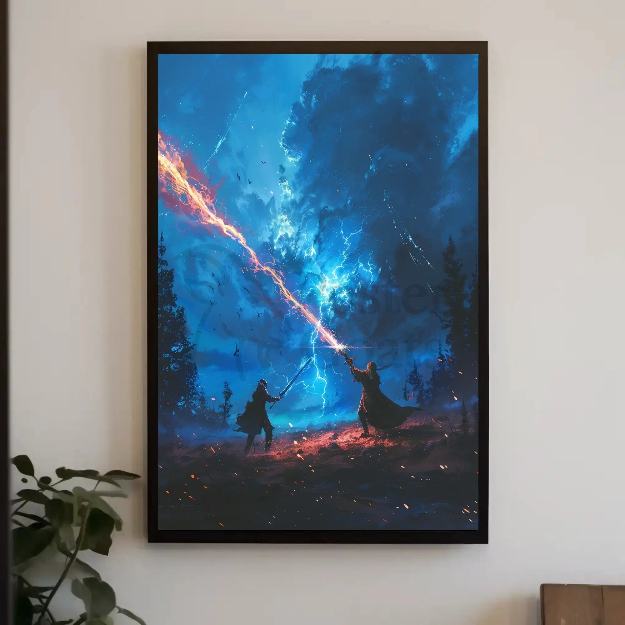 Epic Magical Duel in a Mystical Fantasy Poster PosterGoat