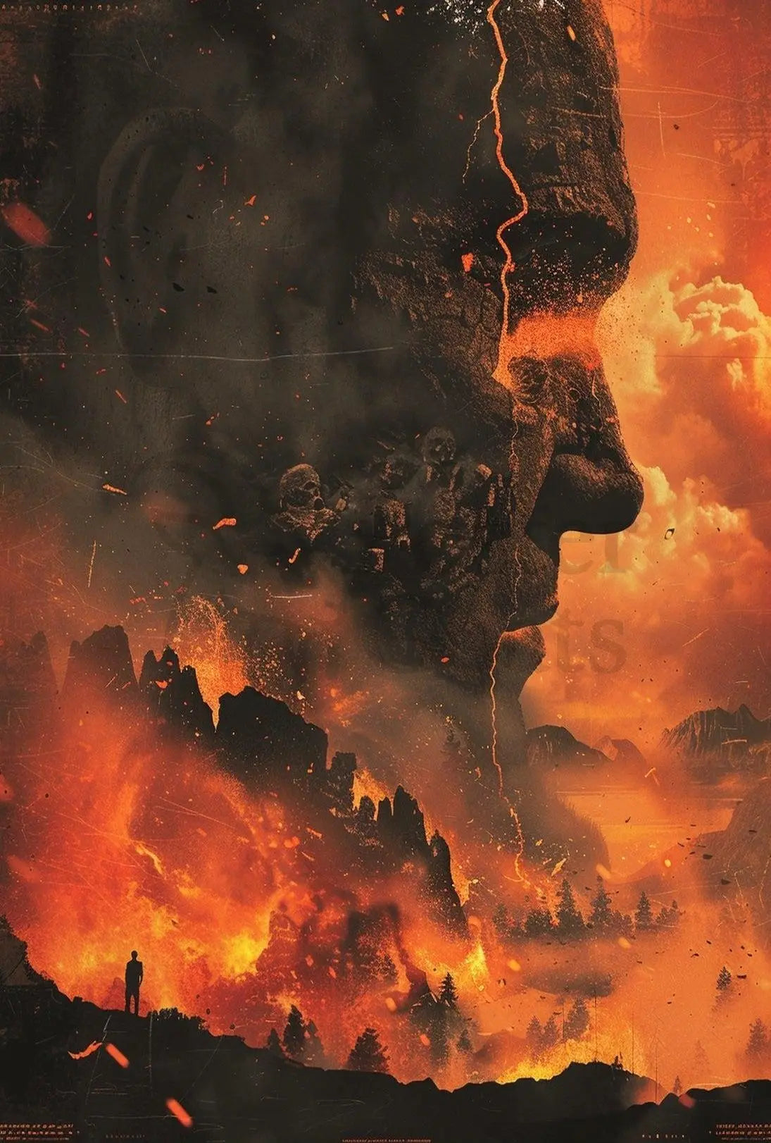 Eruptive Awakening: A Surreal Fiery Futuristic Sci-Fi Poster PosterGoat