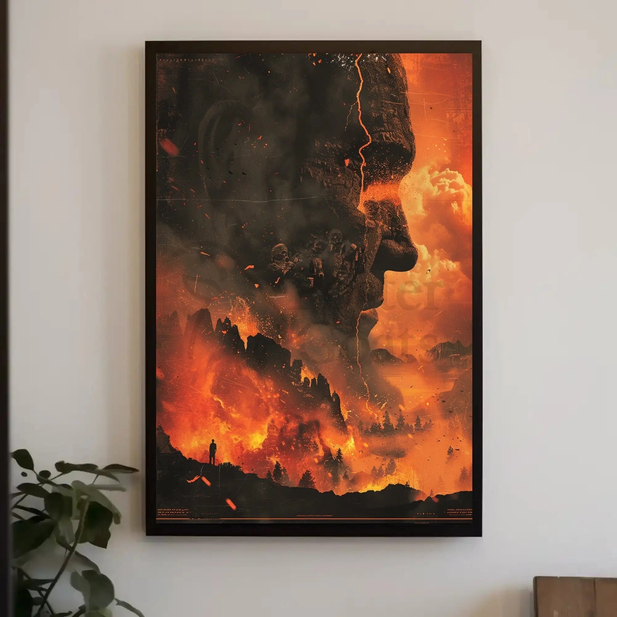 Eruptive Awakening: A Surreal Fiery Futuristic Sci-Fi Poster PosterGoat