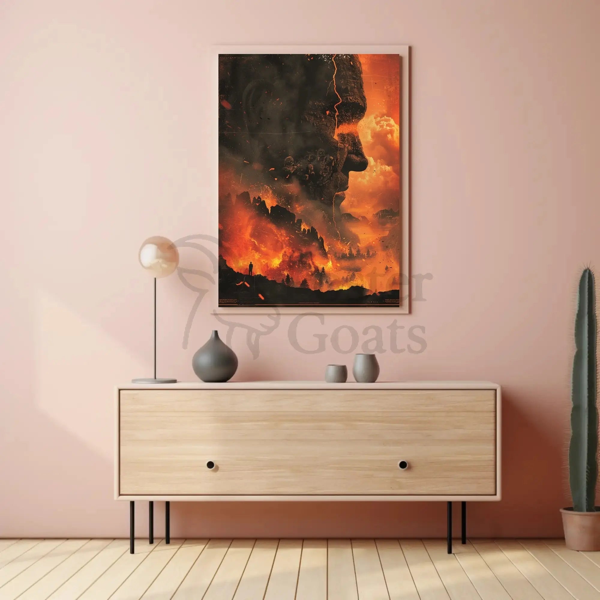 Eruptive Awakening: A Surreal Fiery Futuristic Sci-Fi Poster PosterGoat
