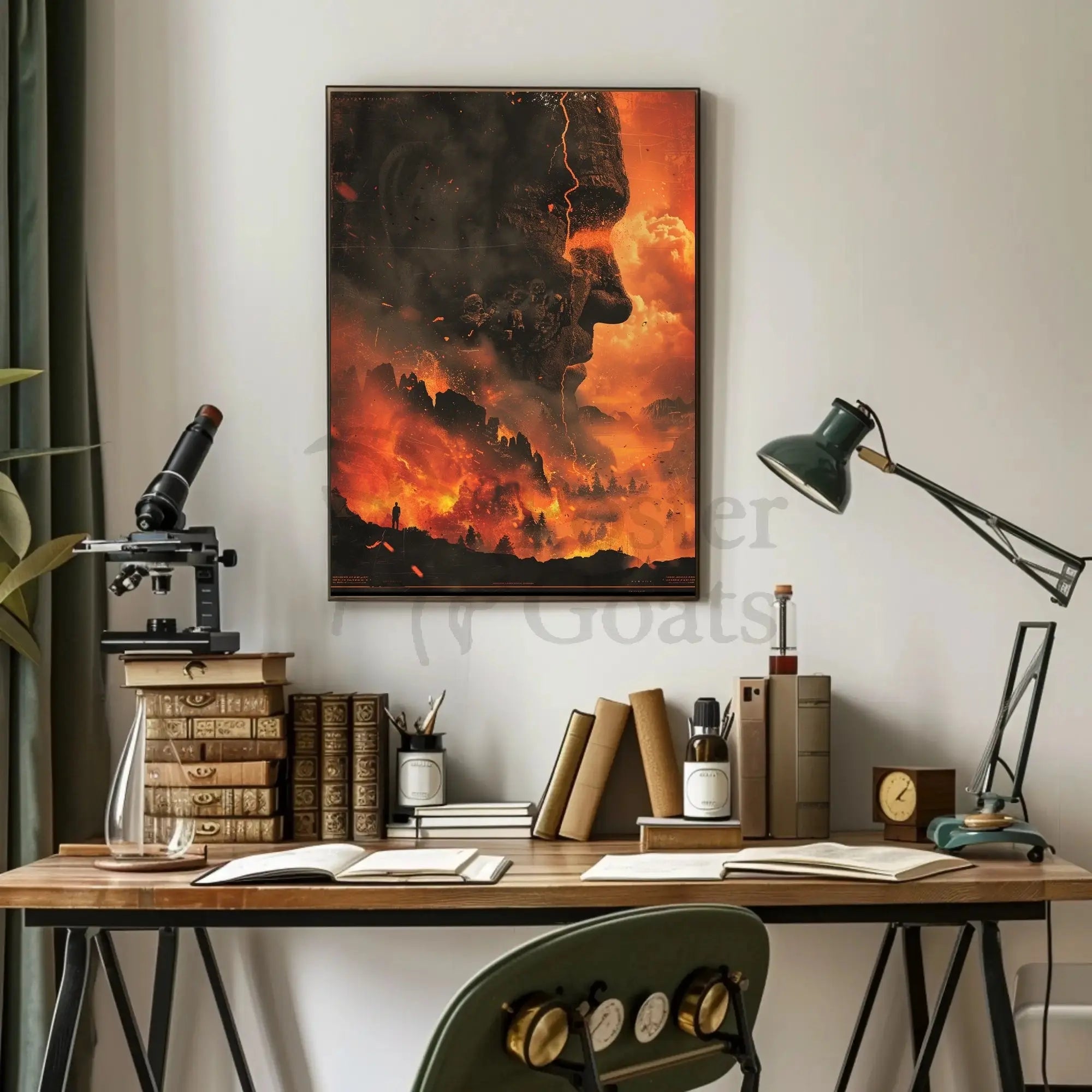 Eruptive Awakening: A Surreal Fiery Futuristic Sci-Fi Poster PosterGoat
