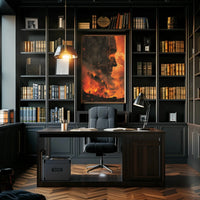 Eruptive Awakening: A Surreal Fiery Futuristic Sci-Fi Poster PosterGoat