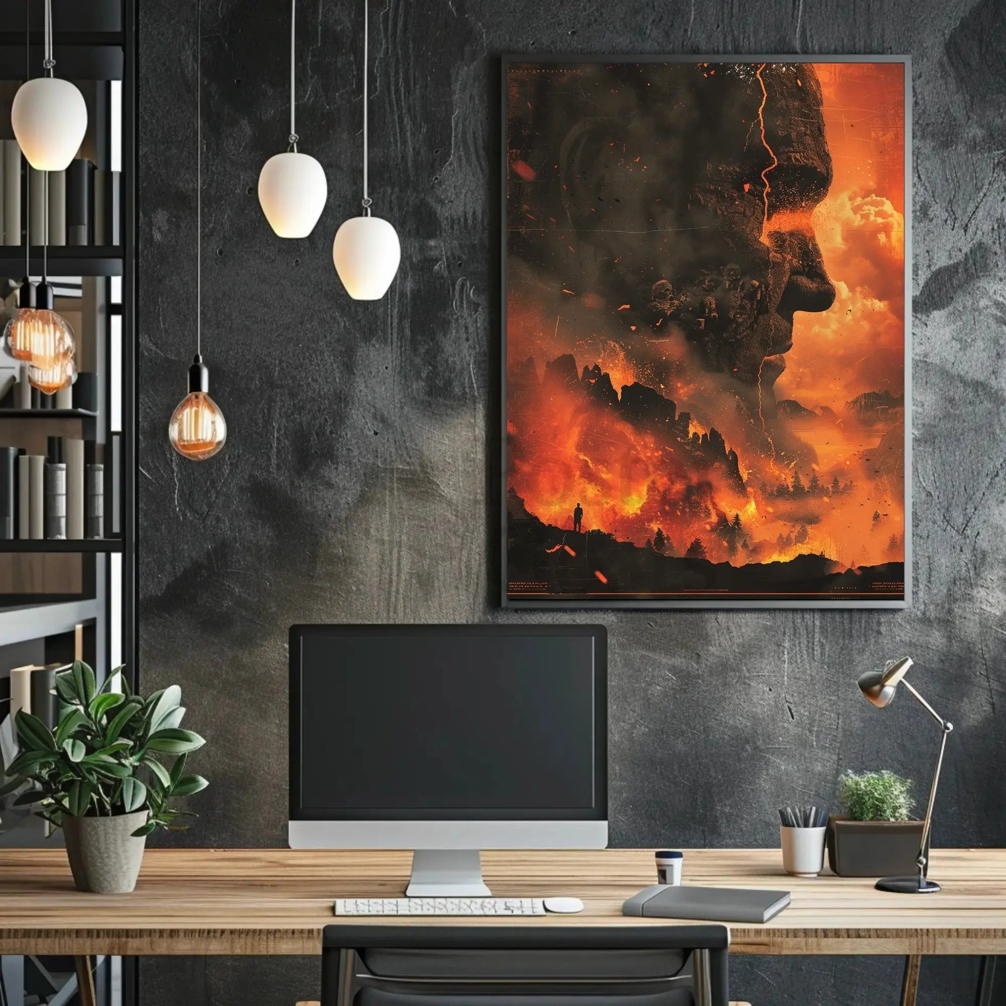 Eruptive Awakening: A Surreal Fiery Futuristic Sci-Fi Poster PosterGoat