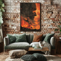 Eruptive Awakening: A Surreal Fiery Futuristic Sci-Fi Poster PosterGoat