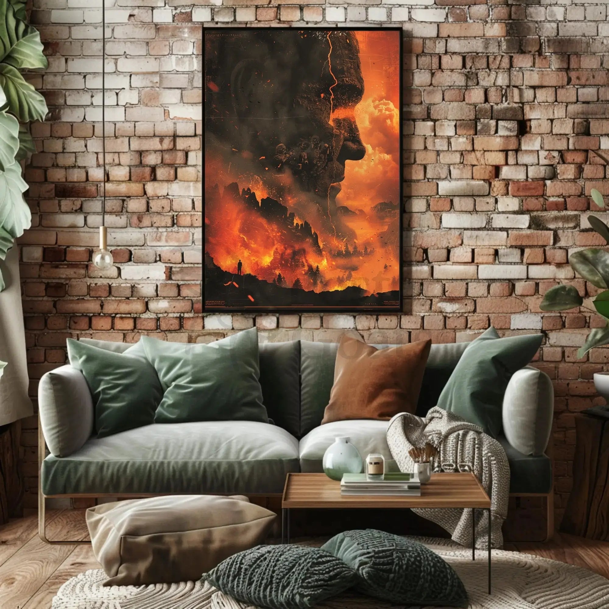 Eruptive Awakening: A Surreal Fiery Futuristic Sci-Fi Poster PosterGoat