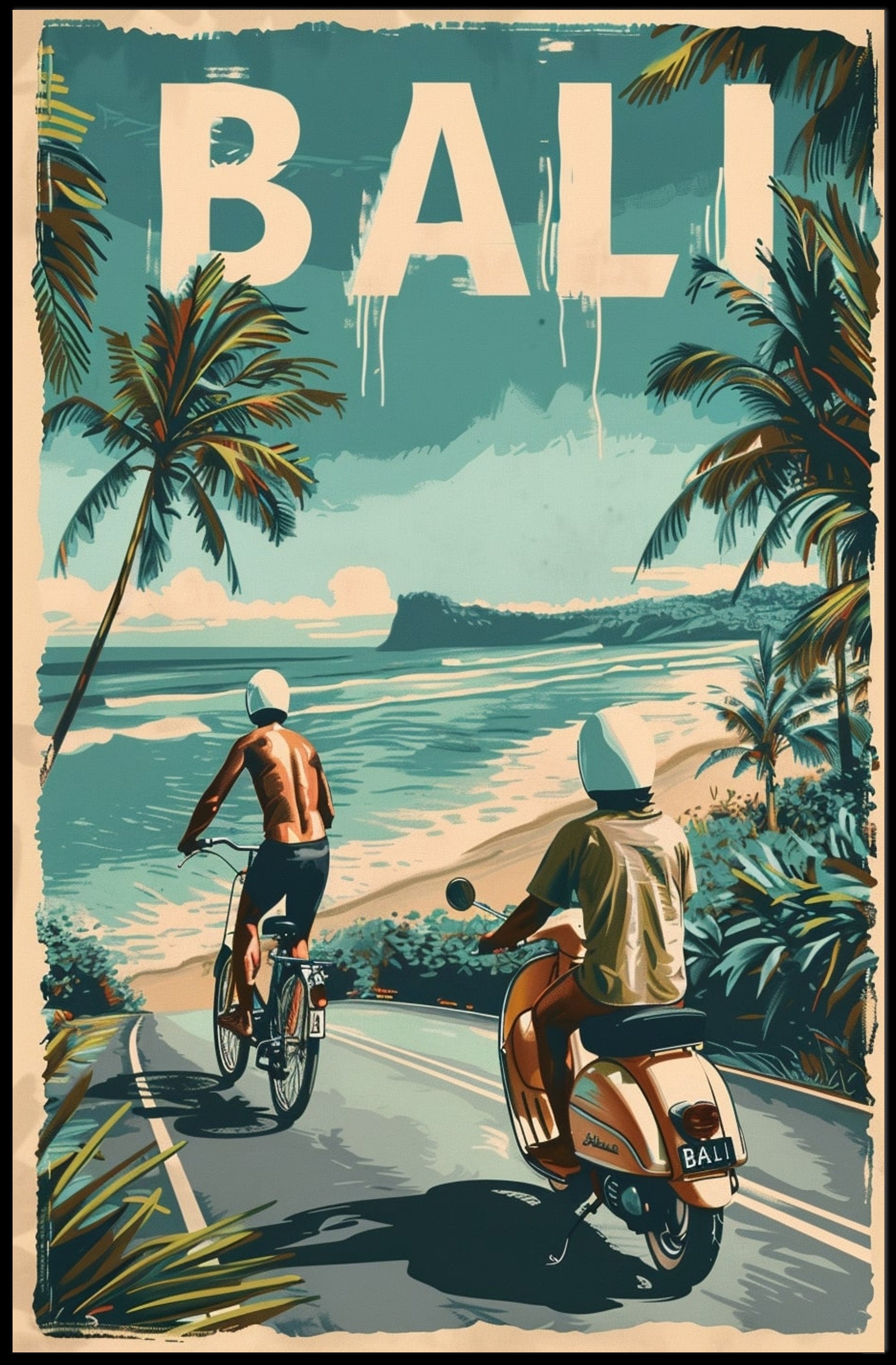 Escape to Bali: Tropical Vintage Travel Poster PosterGoat