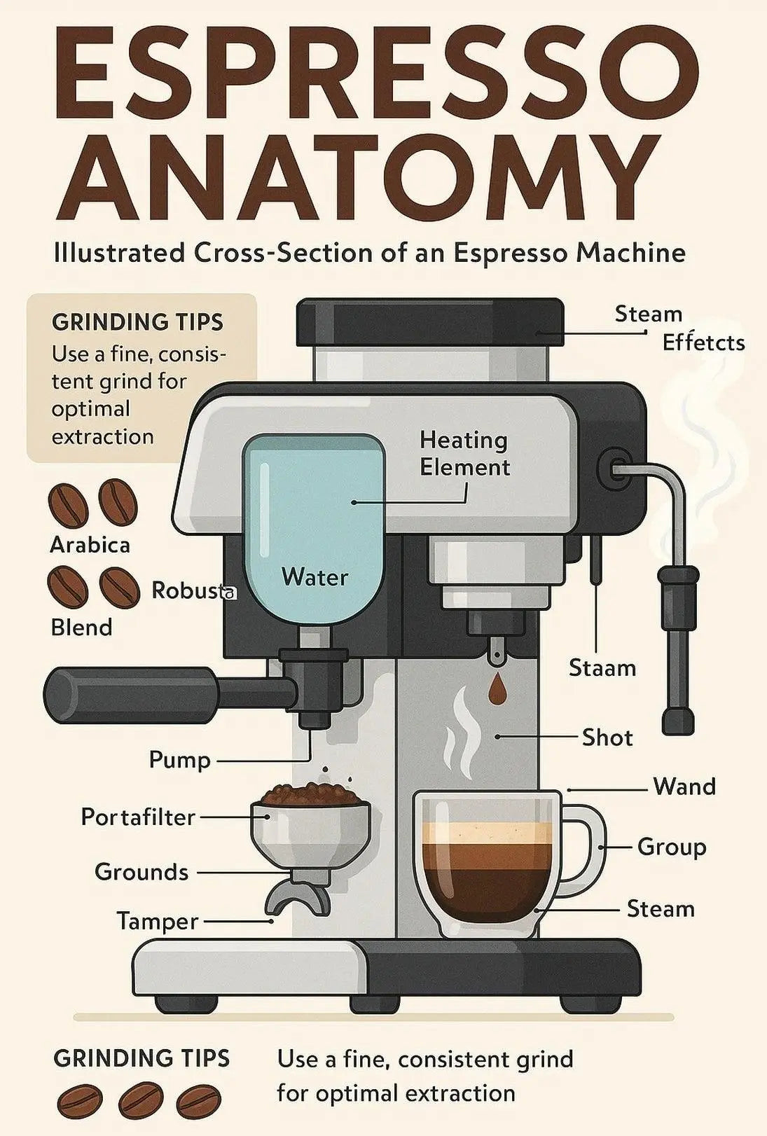 Espresso Machine Anatomy: Modern Coffee Art Poster PosterGoat