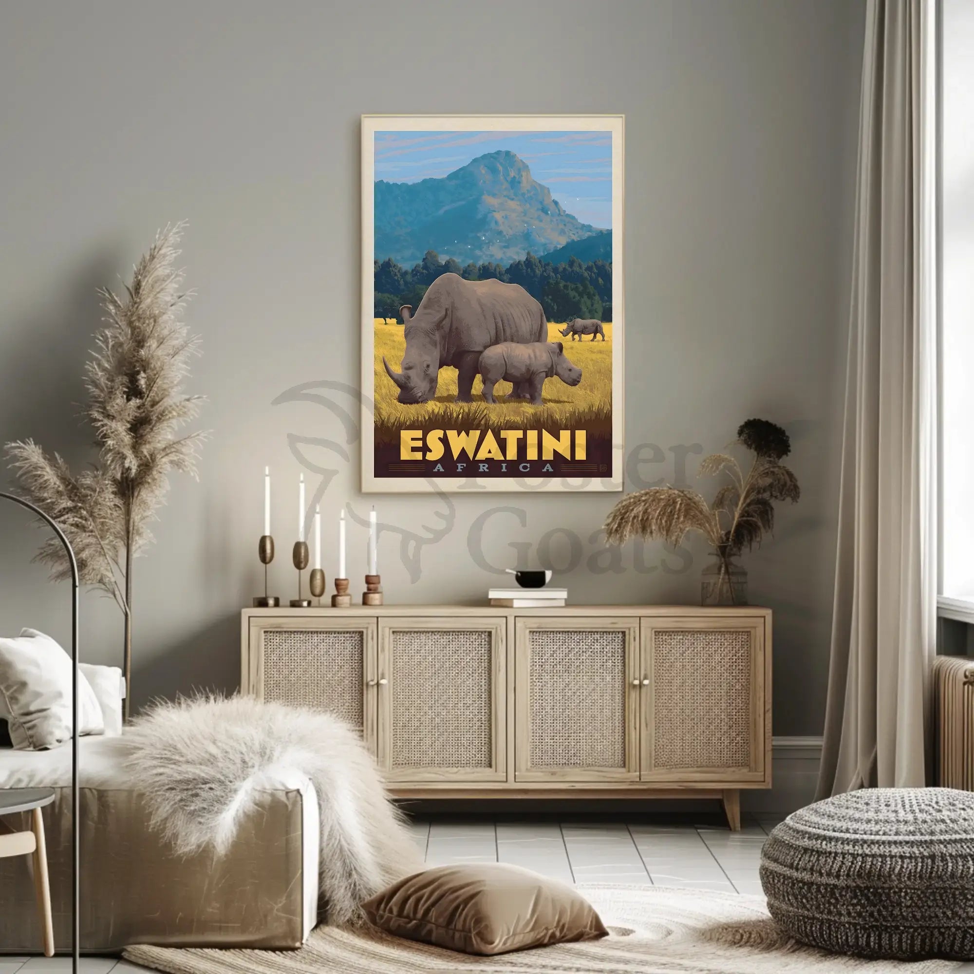 Eswatini Wildlife Safari Vintage Travel Poster PosterGoat