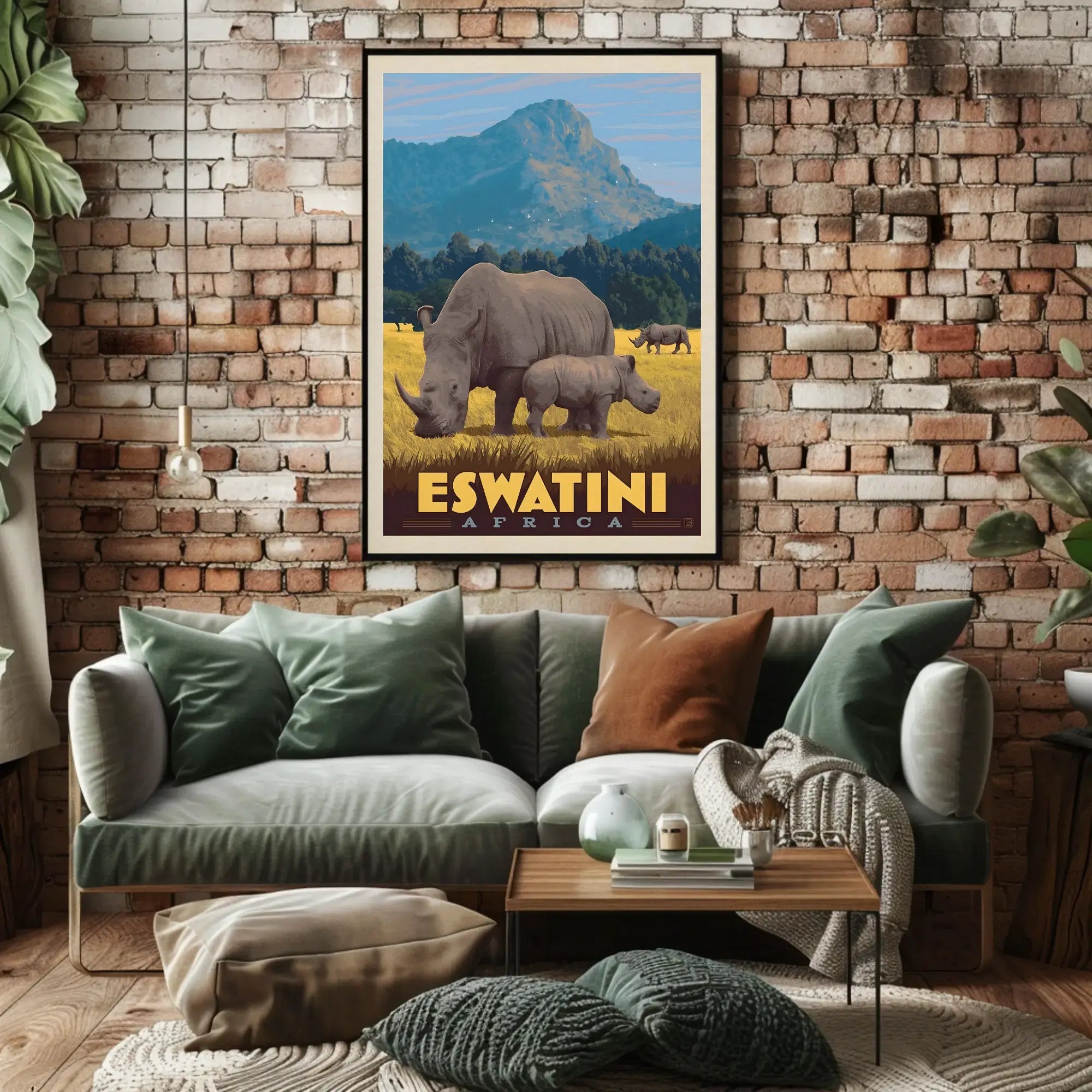 Eswatini Wildlife Safari Vintage Travel Poster PosterGoat