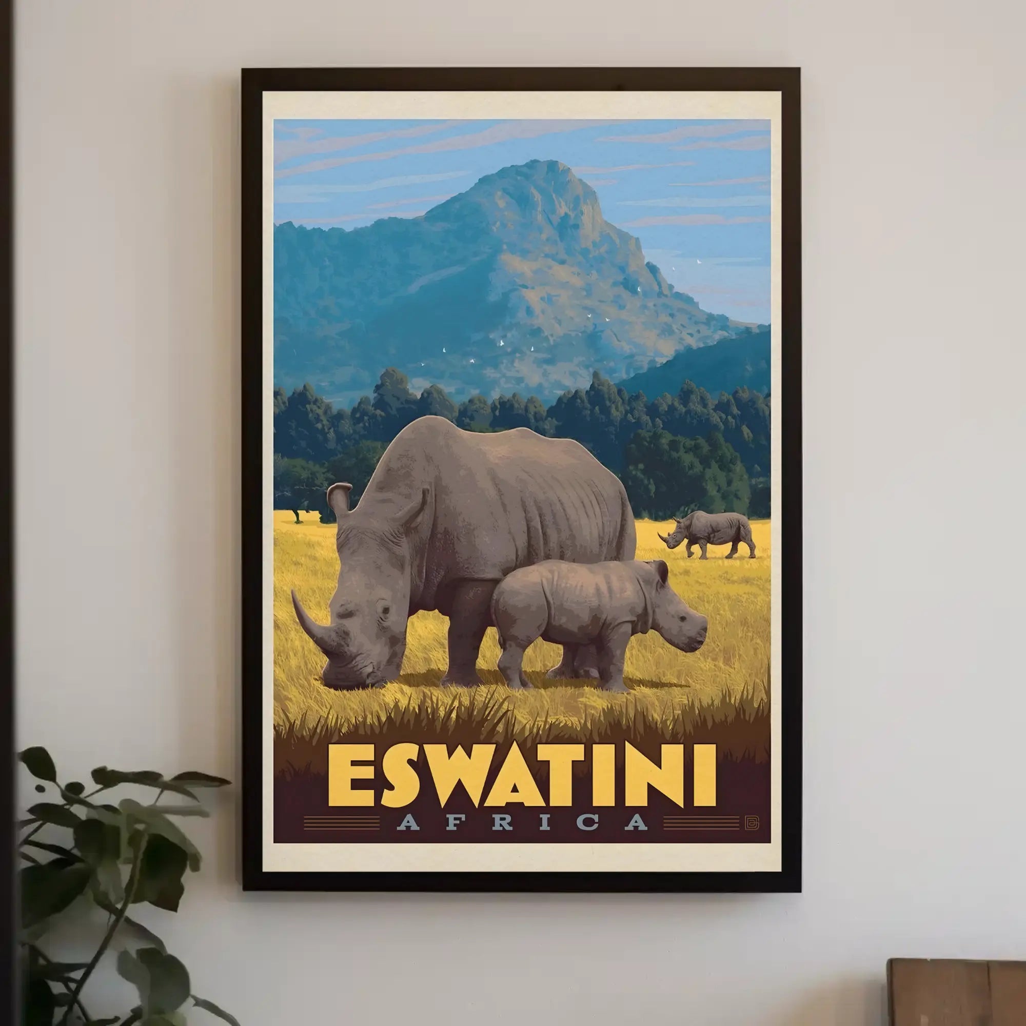 Eswatini Wildlife Safari Vintage Travel Poster PosterGoat