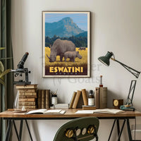 Eswatini Wildlife Safari Vintage Travel Poster PosterGoat