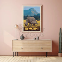 Eswatini Wildlife Safari Vintage Travel Poster PosterGoat